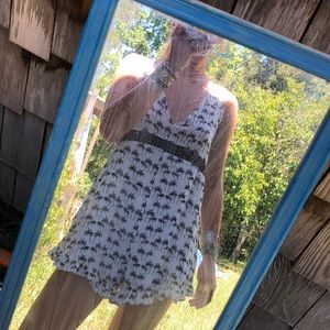 Fun palm tree print romper beach cover up